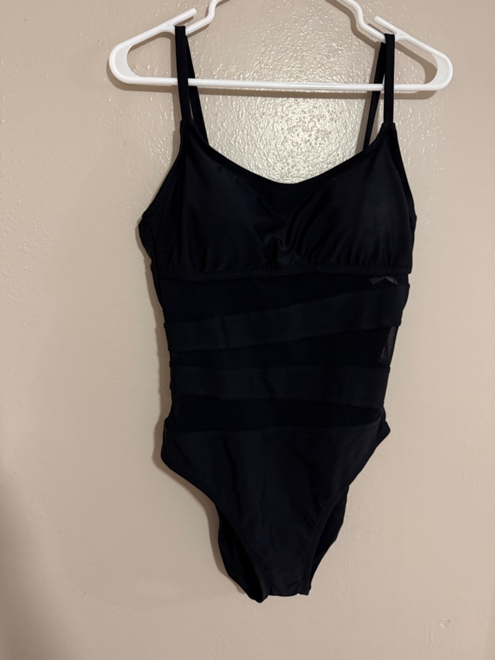 Shade & Shore Black One-Piece Swimsuit with Mesh Banding